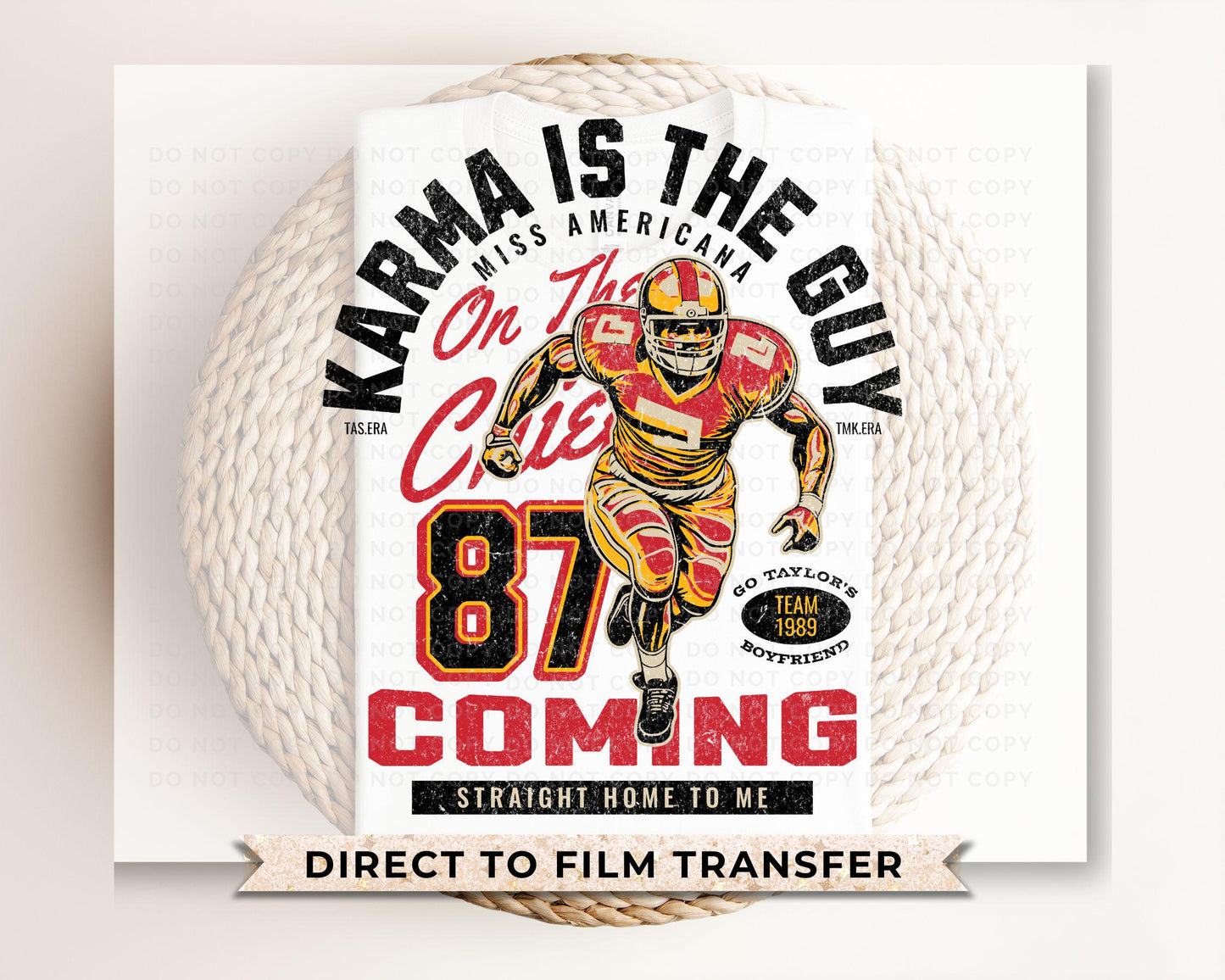 Football DTF Transfers, Ready to Press, T-shirt Transfers, Heat Transfer, Direct to Film, Taylor's Boyfriend, Karma, Chiefs, Kansas City