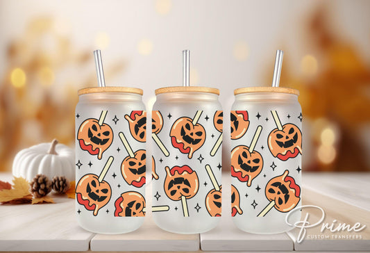 Halloween UV DTF Libbey 16oz Cup Wrap Sticker, Ready to Ship, Direct to Film, Glass Can, Fall, Permanent, Pumpkins, Autumn, Candy Apples