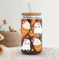 Halloween UV DTF Libbey 16oz Cup Wrap Sticker, Ready to Ship, Direct to Film, Glass Can, Permanent, Pumpkin Spice Latte, Ghosts And Coffee