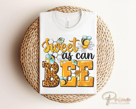 Sweet as Can Bee DTF Transfers, Ready to Press, T-shirt Transfers, Heat Transfer, Direct to Film, Little Girl, Cute, Bumble Bee, Honey