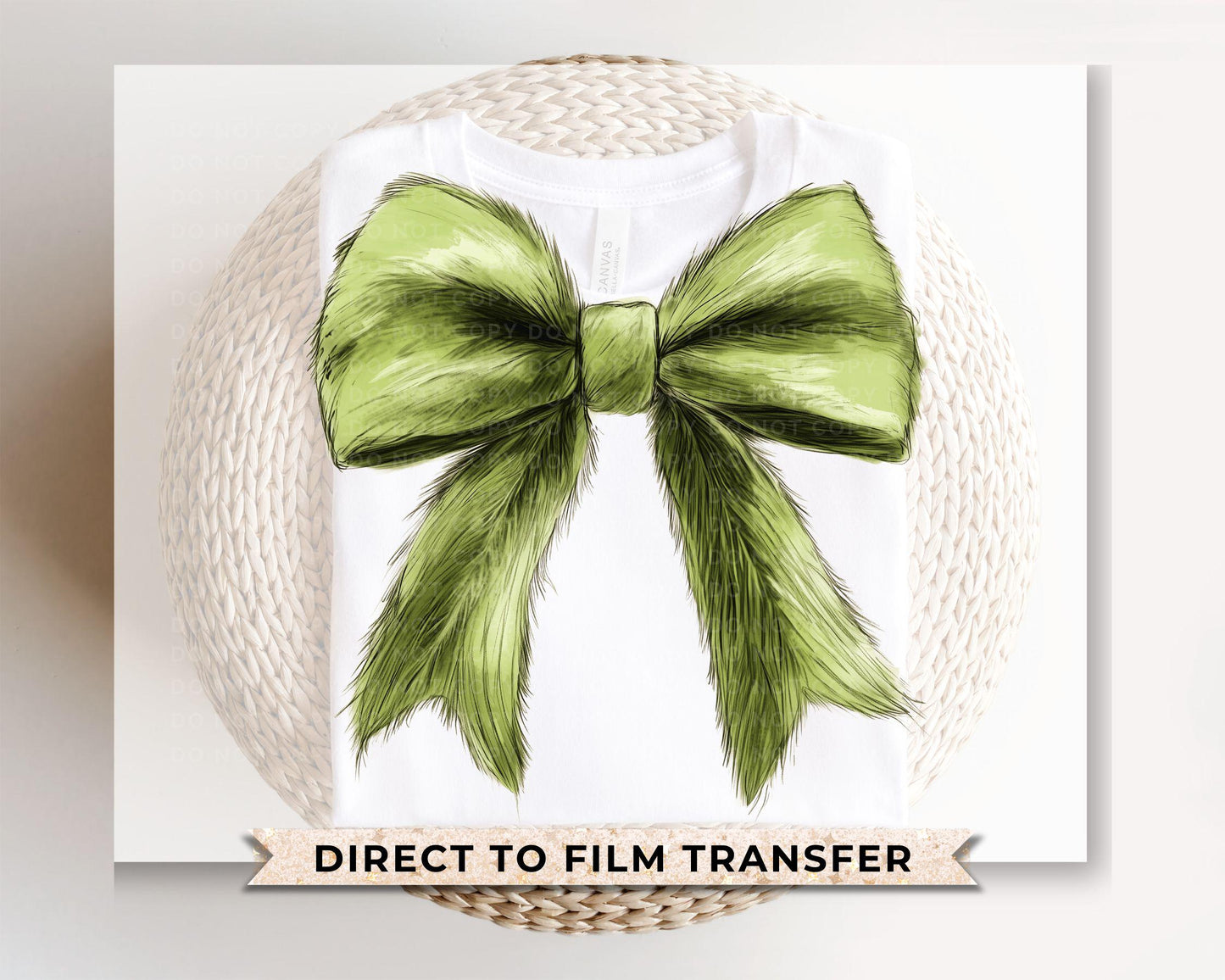 Christmas DTF Transfers, Ready to Press, T-shirt Transfers, Heat Transfer, Direct to Film, Holiday Movie, Green Fur, Coquette Bow, Trendy