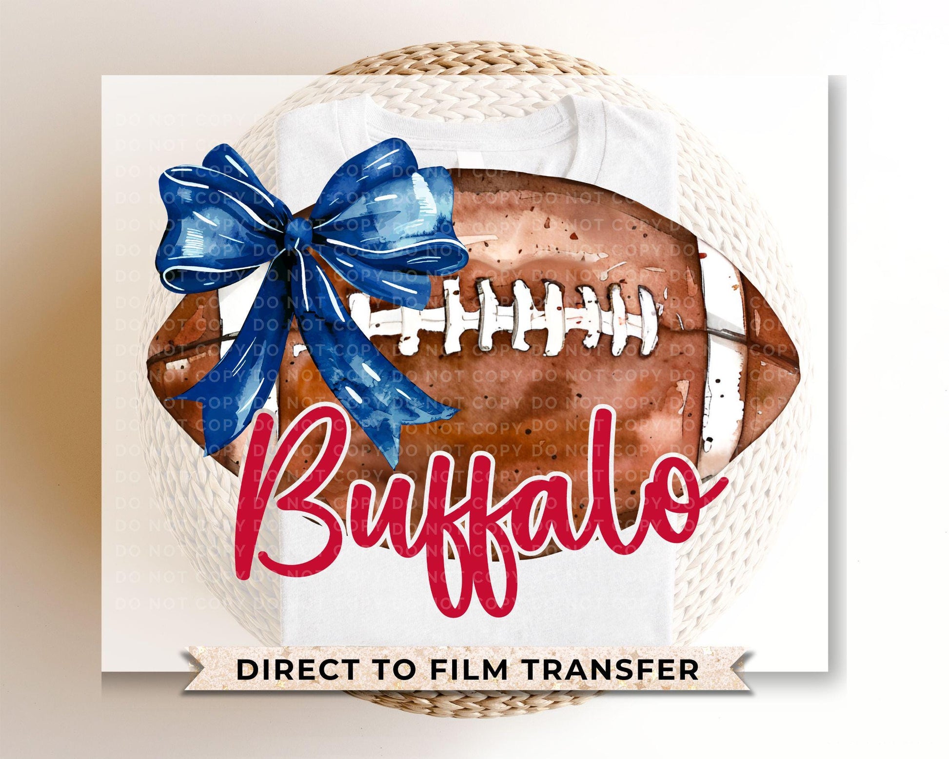 Football DTF Transfers, Ready to Press, T-shirt Transfers, Heat Transfer, Direct to Film, Sports, Buffalo, New York, Bow, Coquette, Trendy