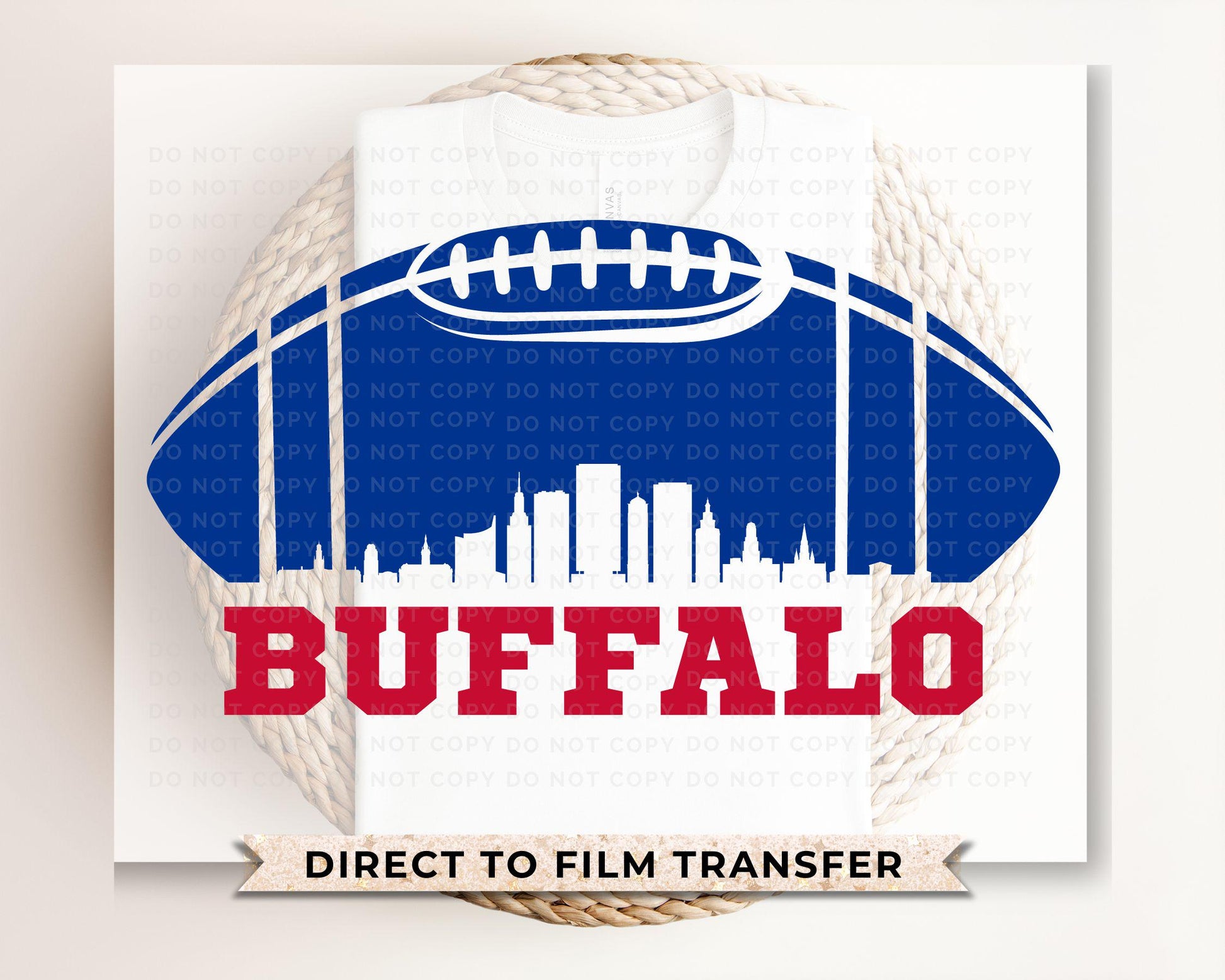 Football DTF Transfers, Ready to Press, T-shirt Transfers, Heat Transfer, Direct to Film, Sports, Full Color, Distressed, Buffalo, New York