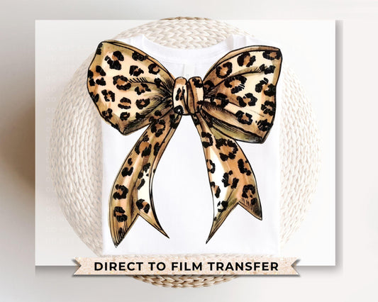 Leopard Print Bow DTF Transfers, Ready to Press, T-shirt Transfers, Heat Transfer, Direct to Film, Cold Peel, Coquette, Trendy, Cheetah Bow