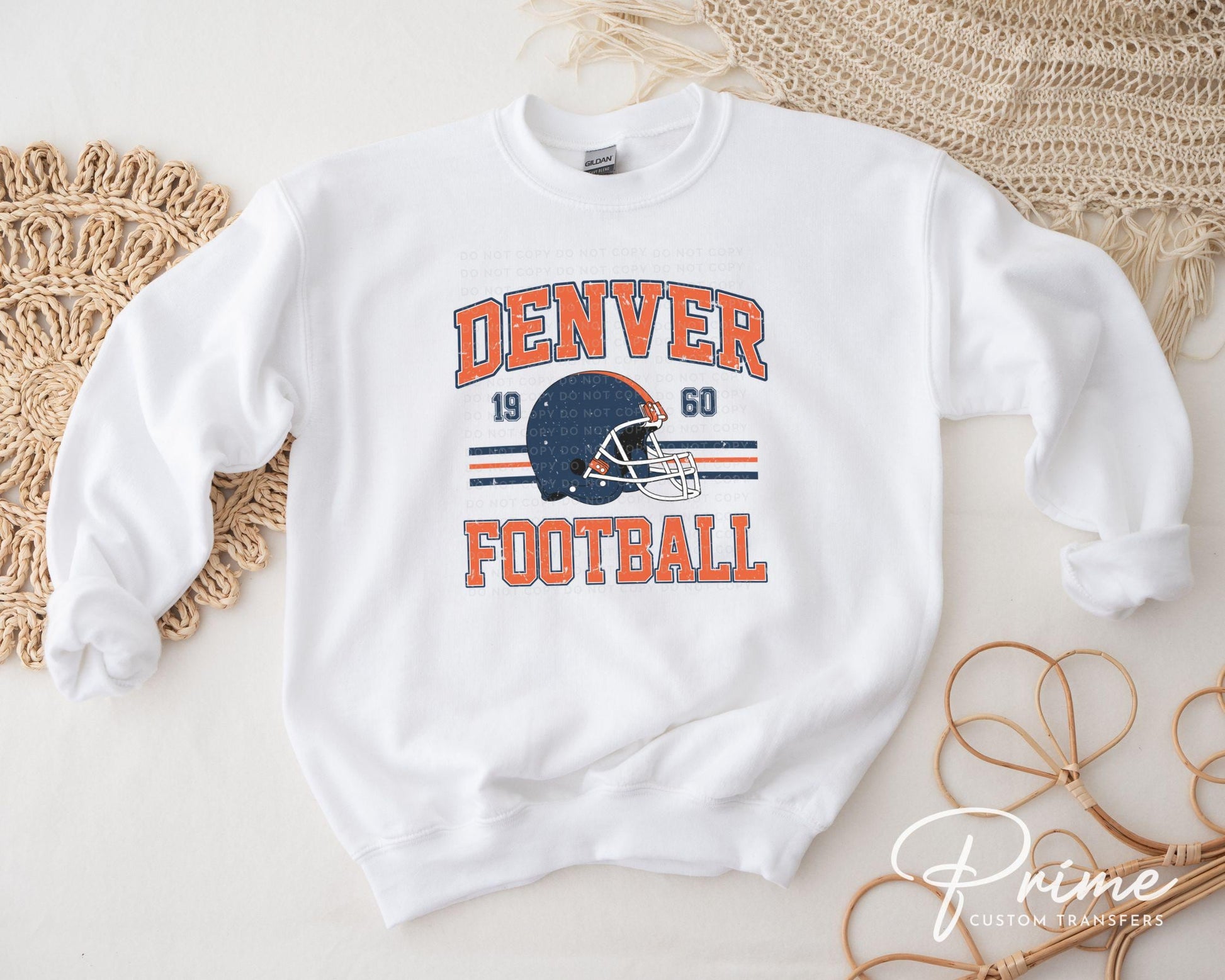 Football DTF Transfers, Ready to Press, T-shirt Transfers, Heat Transfer, Direct to Film, Sports, Full Color, Vintage, Denver Football