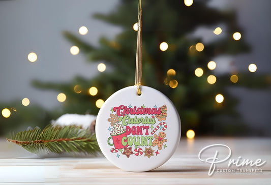 Christmas UV DTF Sticker for Ornaments, Ready to Apply, No Heat Needed, Permanent Adhesive, Waterproof, Decal, Christmas Calories Red Green