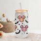 Halloween UV DTF Libbey 16oz Cup Wrap Sticker, Ready to Apply, No Heat, Permanent Adhesive, Glass Can, Fall, Bats, Pink, Pumpkin Mouse