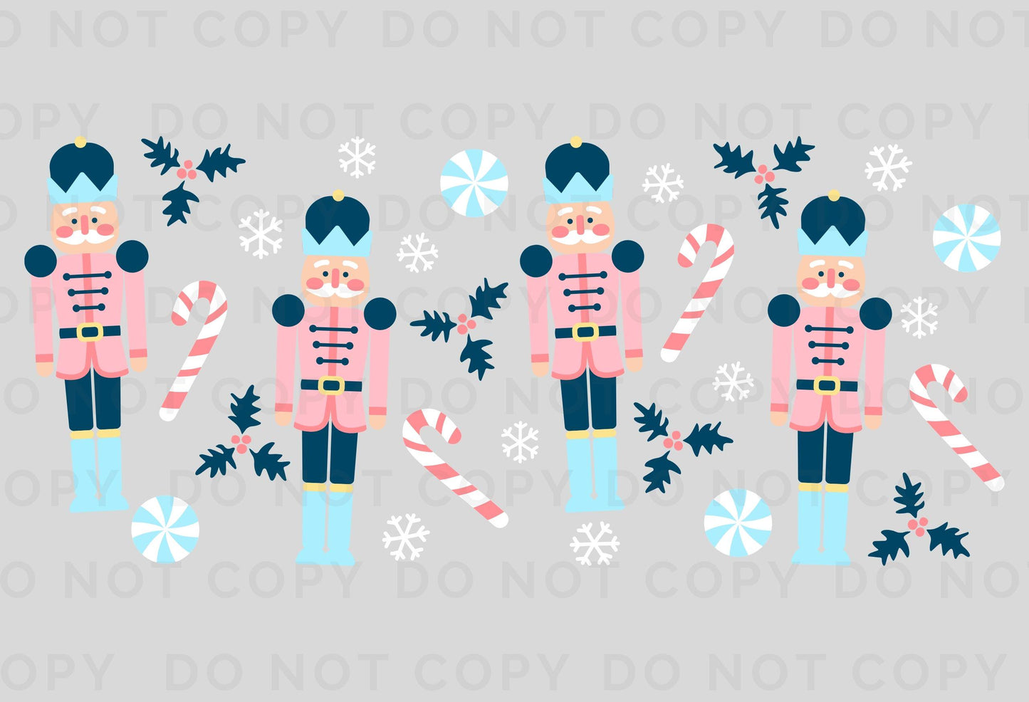 Christmas UV DTF Libbey 16oz Cup Wrap Sticker, Ready to Apply, No Heat, Permanent Adhesive, Waterproof, Glass Can, Holiday, Pink Nutcracker