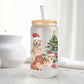 Christmas UV DTF Libbey 16oz Cup Wrap Sticker, Ready to Ship, rts, Direct to Film, Glass Can, Permanent, Holiday, Pets, Christmas Puppy Dogs