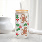 Christmas UV DTF Libbey 16oz Cup Wrap Sticker, Ready to Ship, rts, Direct to Film, Glass Can, Permanent, Cookies, Gingerbread and Holly