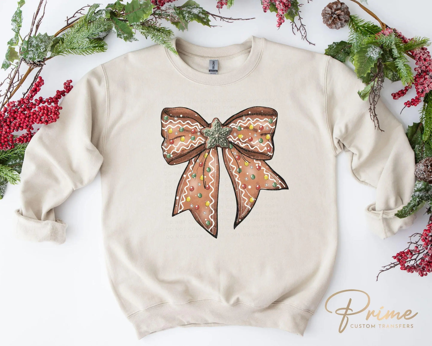 Christmas DTF Transfers, Ready to Press, T-shirt Transfers, Heat Transfer, Direct to Film, Holiday, Coquette, Girly, Candy, Gingerbread Bow