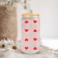 Valentine's Day UV DTF Libbey 16oz Cup Wrap Sticker, Ready to Apply, No Heat, Permanent Adhesive, Waterproof, Glass Can, Checkered Hearts