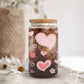 Valentine's Day UV DTF Libbey 16oz Cup Wrap Sticker, Ready to Apply, No Heat, Permanent Adhesive, Waterproof, Glass Can, Pink, Doodle Hearts