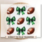 Football DTF Transfers, Ready to Press, T-shirt Transfers, Direct to Film, School Colors, Sports Mom, Game Day, Trendy, Football Green Bows