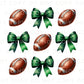 Football DTF Transfers, Ready to Press, T-shirt Transfers, Direct to Film, School Colors, Sports Mom, Game Day, Trendy, Football Green Bows