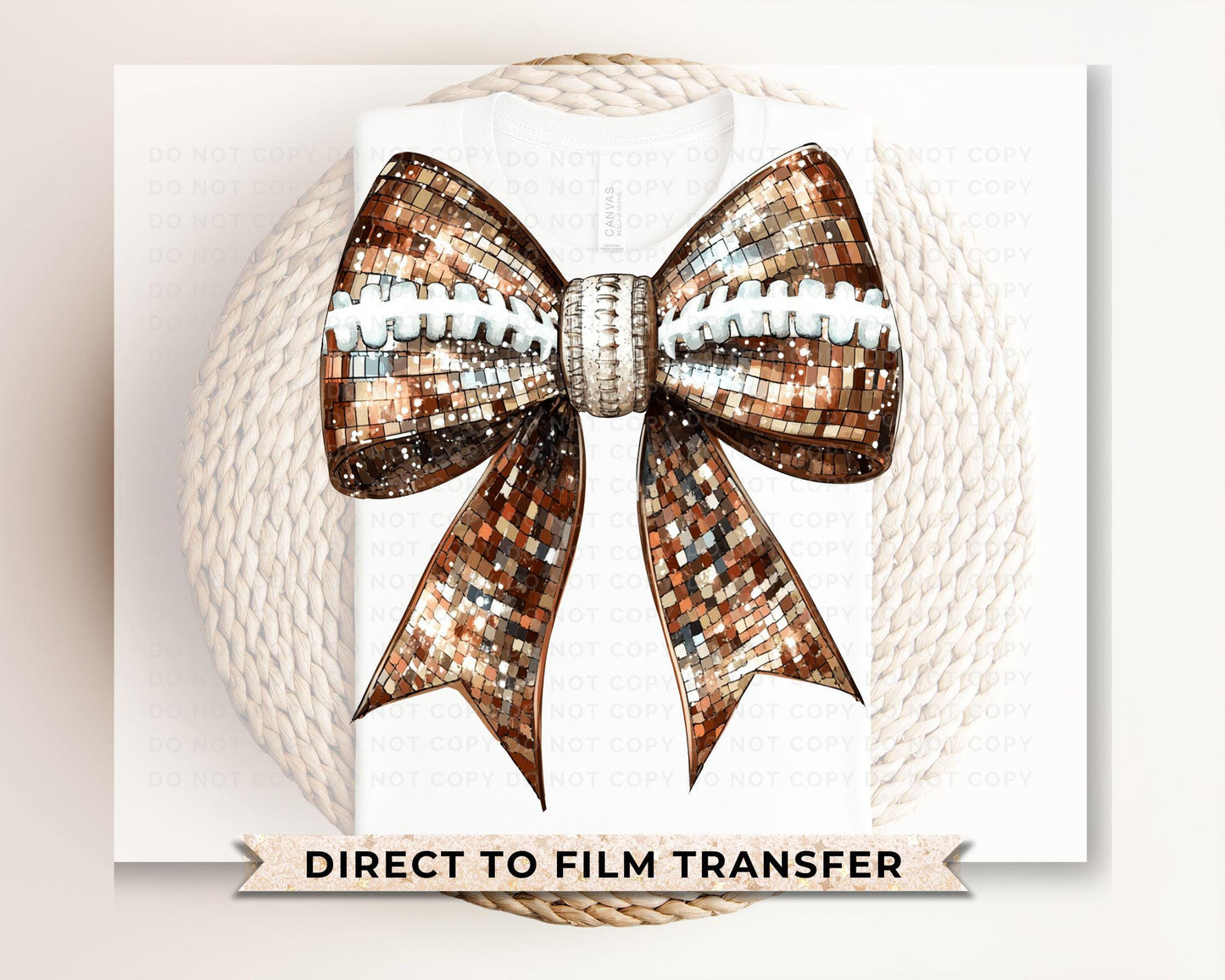 Football DTF Transfers, Ready to Press, T-shirt Transfers, Direct to Film, School Colors, Sports Mom, Game Day, Coquette Disco Football Bow