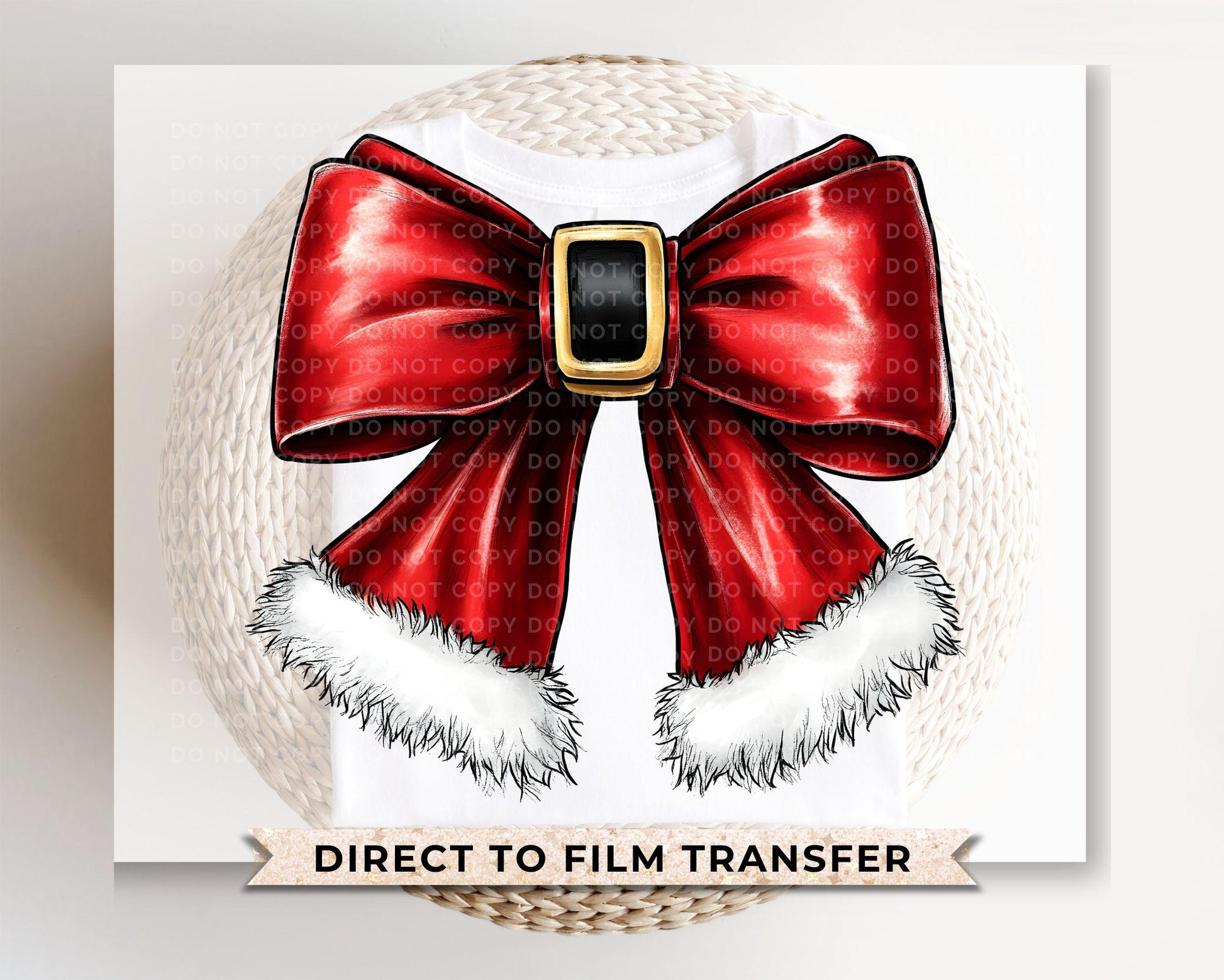 Christmas DTF Transfers, Ready to Press, T-shirt Transfers, Heat Transfer, Direct to Film, Holiday, Santa, Red Suit, Bow, Coquette, Trendy