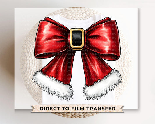 Christmas DTF Transfers, Ready to Press, T-shirt Transfers, Heat Transfer, Direct to Film, Holiday, Santa, Red Suit, Bow, Coquette, Trendy