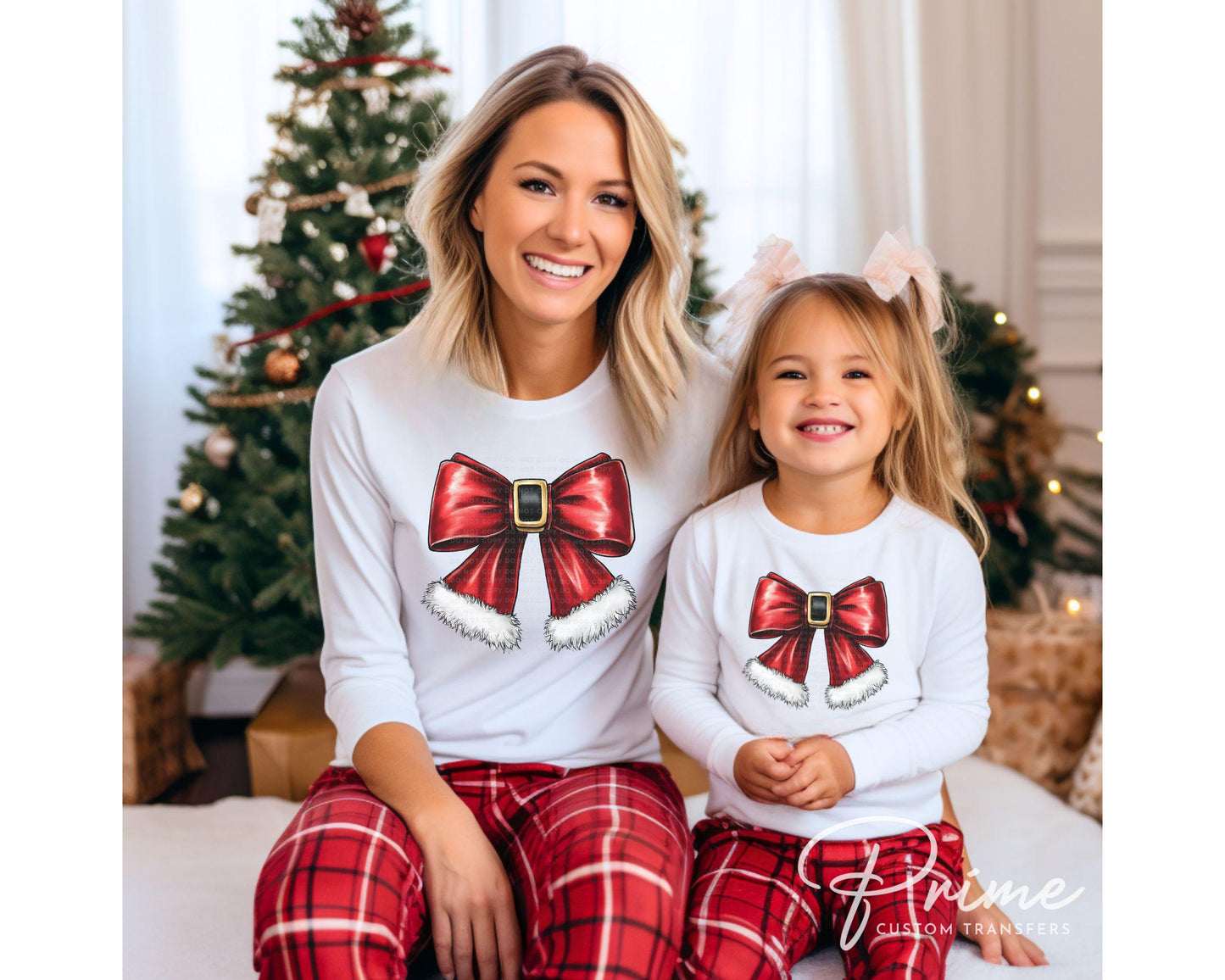 Christmas DTF Transfers, Ready to Press, T-shirt Transfers, Heat Transfer, Direct to Film, Holiday, Santa, Red Suit, Bow, Coquette, Trendy