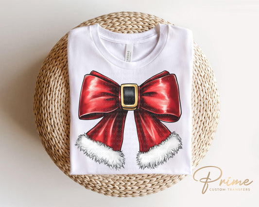 Christmas DTF Transfers, Ready to Press, T-shirt Transfers, Heat Transfer, Direct to Film, Holiday, Santa, Red Suit, Bow, Coquette, Trendy