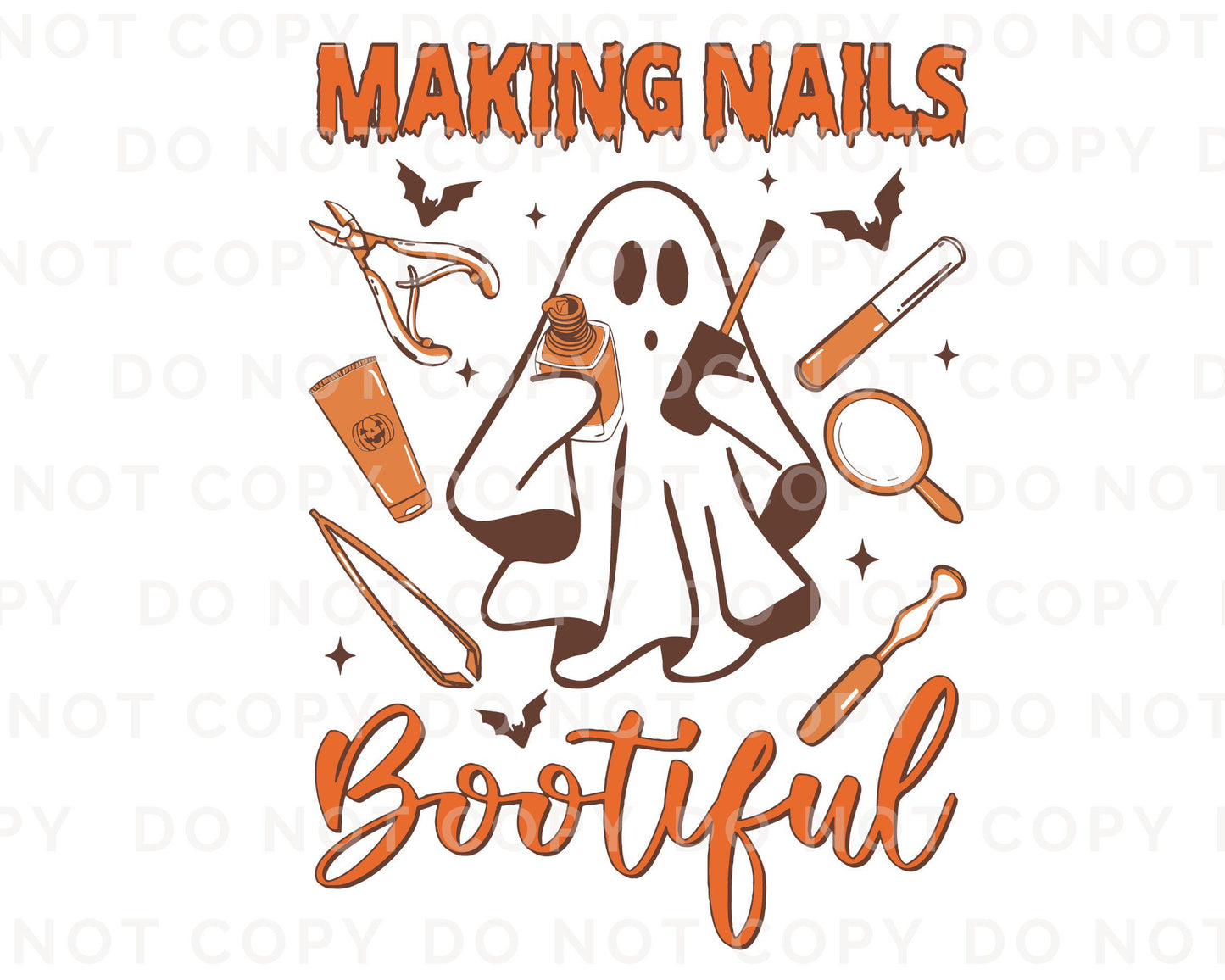Halloween DTF Transfers, Ready to Press, T-shirt Transfers, Heat Transfer, Direct to Film, Salon, Nail Tech, Manicure, Making Nails Bootiful