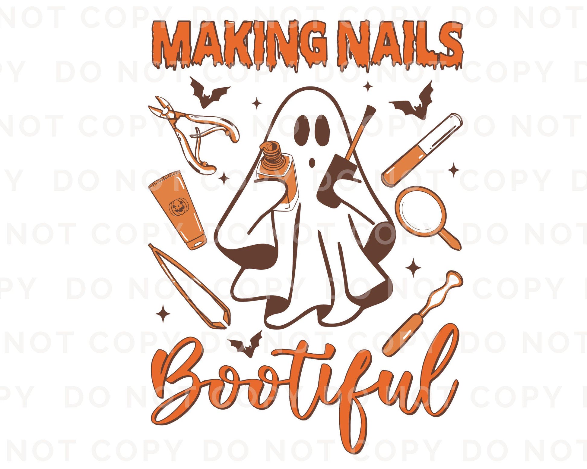 Halloween DTF Transfers, Ready to Press, T-shirt Transfers, Heat Transfer, Direct to Film, Salon, Nail Tech, Manicure, Making Nails Bootiful