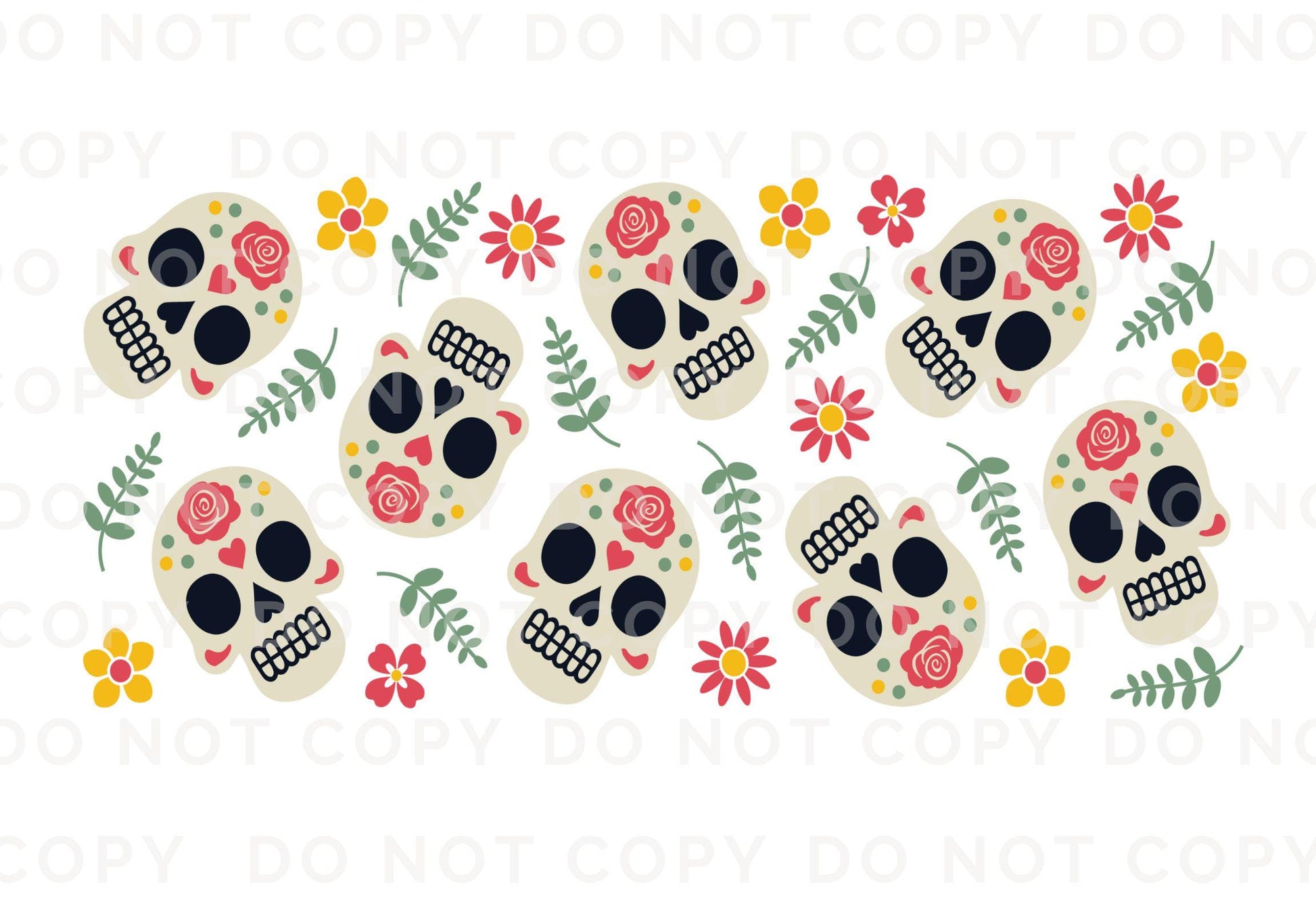 Halloween UV DTF Libbey 16oz Cup Wrap Sticker, Ready to Ship, Direct to Film, Glass Can, Permanent, Mexican Day Of The Dead, Sugar Skull