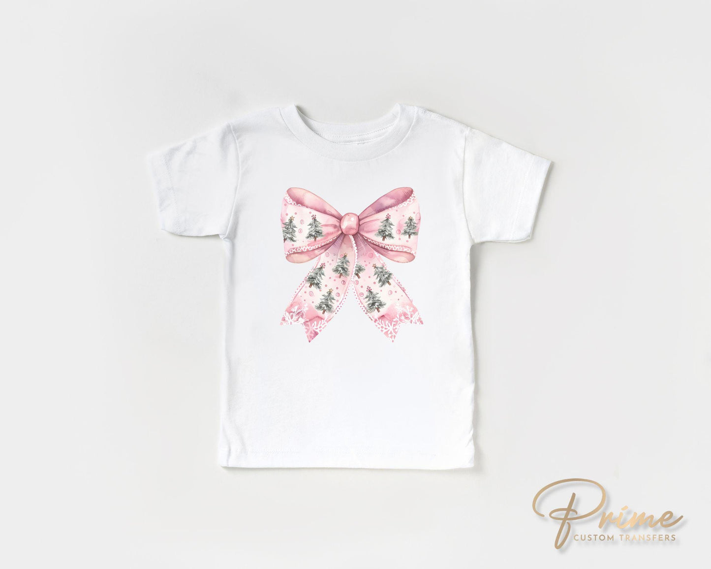 Christmas DTF Transfers, Ready to Press, T-shirt Transfers, Heat Transfer, Direct to Film, Holiday, Coquette Pink Christmas Tree Bow