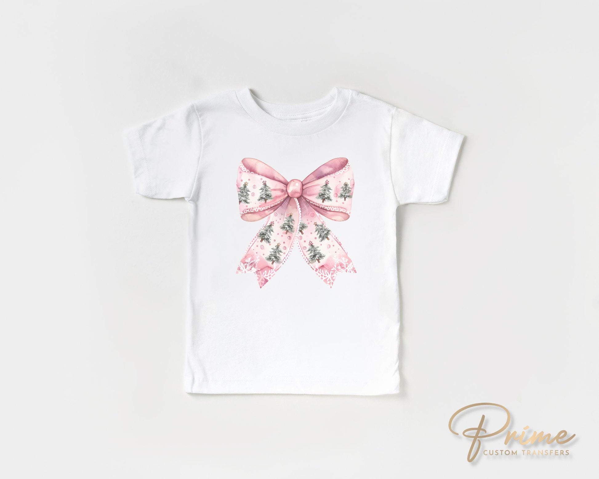 Christmas DTF Transfers, Ready to Press, T-shirt Transfers, Heat Transfer, Direct to Film, Holiday, Coquette Pink Christmas Tree Bow