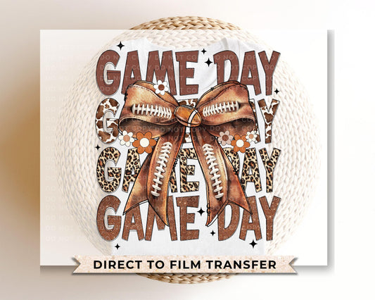 Football DTF Transfers, Ready to Press, T-shirt Transfers, Heat Transfer, Direct to Film, Sports Mom, Game Day, Fall, Retro Football Bow