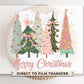 Christmas DTF Transfers, Ready to Press, T-shirt Transfers, Heat Transfer, Direct to Film, Holiday, Hand Drawn, Coquette Christmas Trees