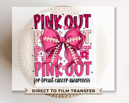 Breast Cancer DTF Transfers, Ready to Press, T-shirt Transfers, Heat Transfer, Direct to Film, Fight, Ribbon, Pink Bow, Football Pink Out