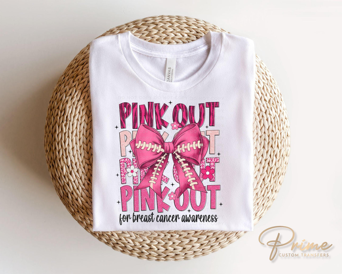 Breast Cancer DTF Transfers, Ready to Press, T-shirt Transfers, Heat Transfer, Direct to Film, Fight, Ribbon, Pink Bow, Football Pink Out
