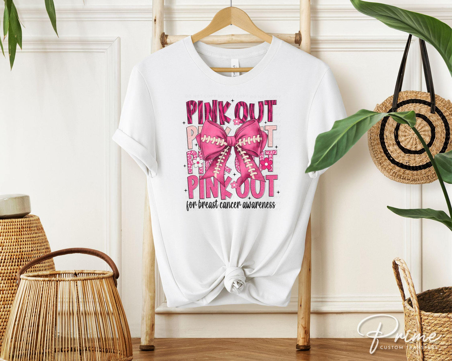 Breast Cancer DTF Transfers, Ready to Press, T-shirt Transfers, Heat Transfer, Direct to Film, Fight, Ribbon, Pink Bow, Football Pink Out