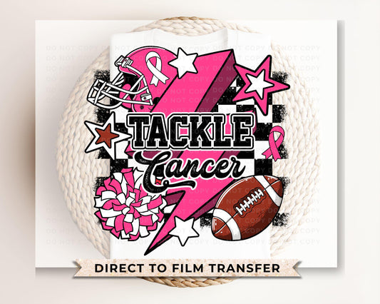 Breast Cancer DTF Transfers, Ready to Press, T-shirt Transfers, Heat Transfer, Direct to Film, Fight, Pink, Football, Cancer Awareness