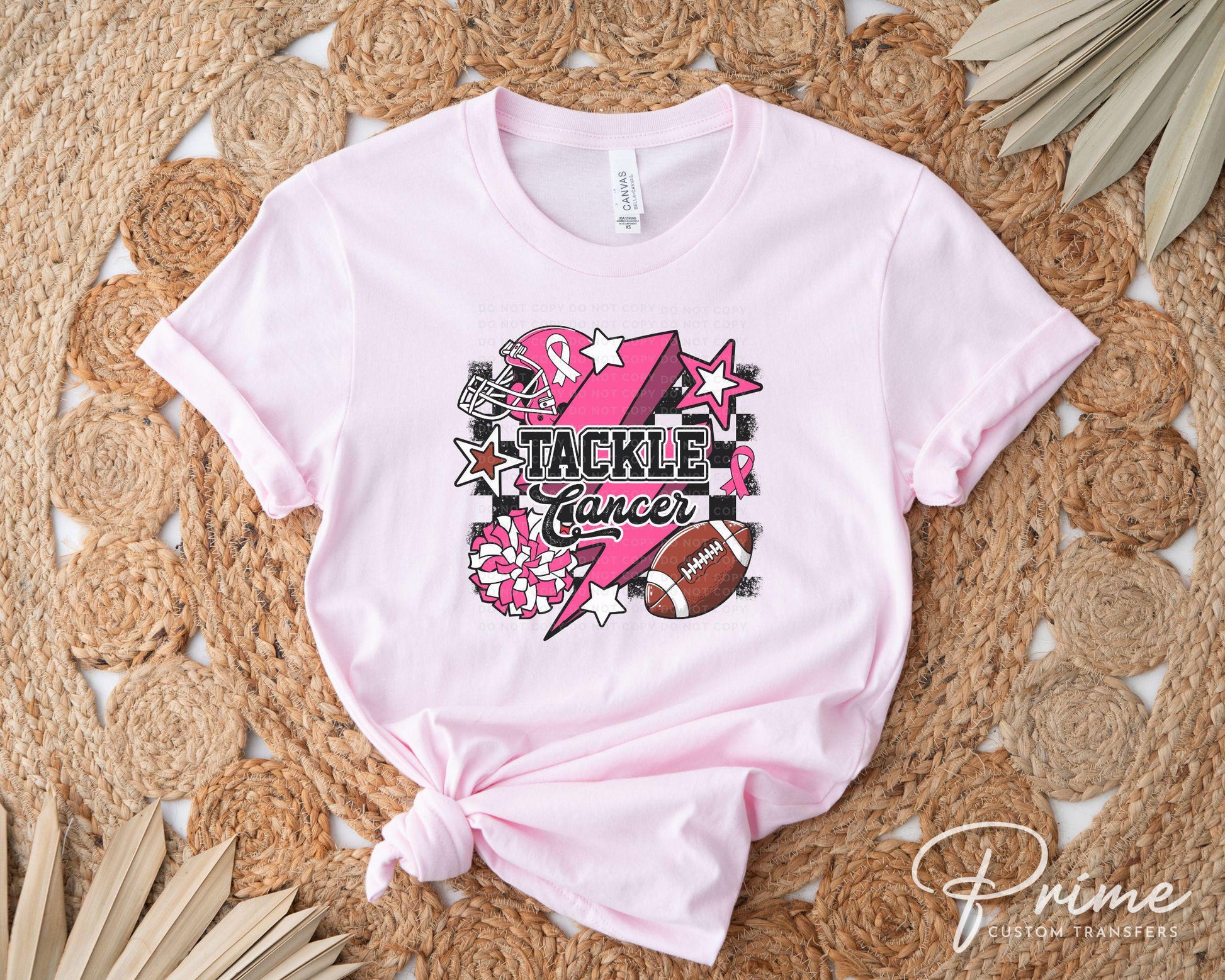 Breast Cancer DTF Transfers, Ready to Press, T-shirt Transfers, Heat Transfer, Direct to Film, Fight, Pink, Football, Cancer Awareness