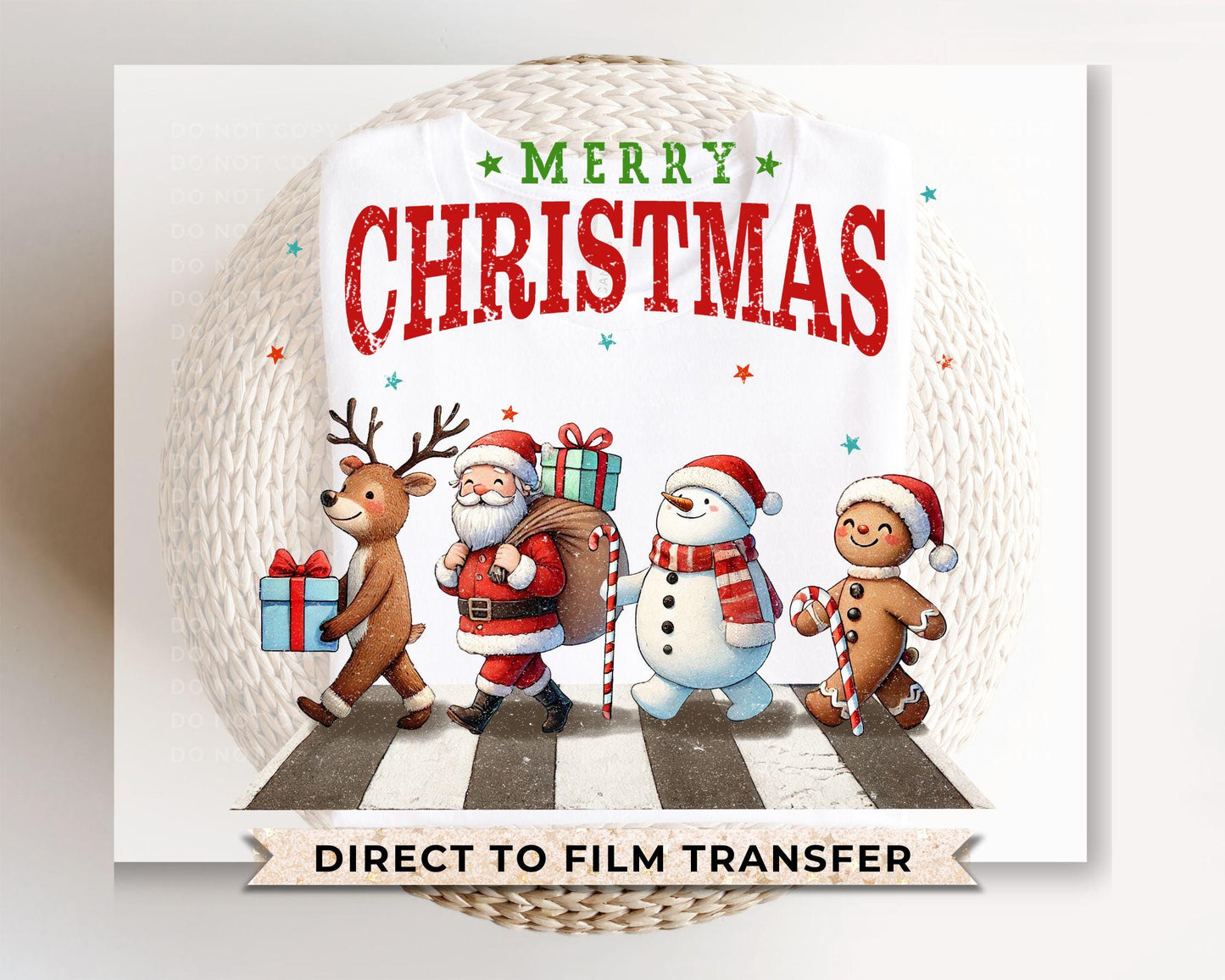 Christmas DTF Transfers, Ready to Press, T-shirt Transfers, Heat Transfer, Direct to Film, Holiday, Gingerbread Man Reindeer Santa Snowman