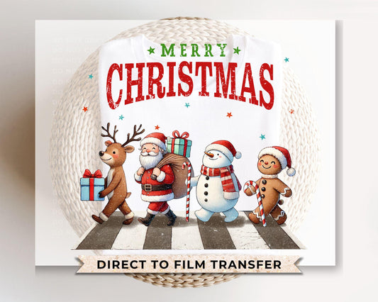 Christmas DTF Transfers, Ready to Press, T-shirt Transfers, Heat Transfer, Direct to Film, Holiday, Gingerbread Man Reindeer Santa Snowman