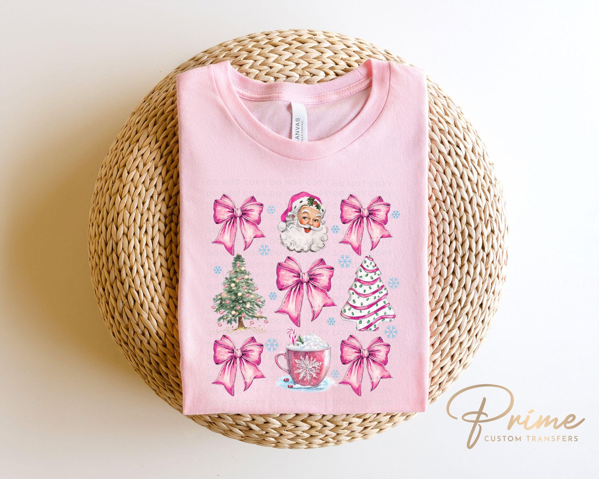 Christmas DTF Transfers, Ready to Press, T-shirt Transfer, Heat Transfer, Direct to Film, Holiday, Santa, Christmas Tree Cake Pink Coquette