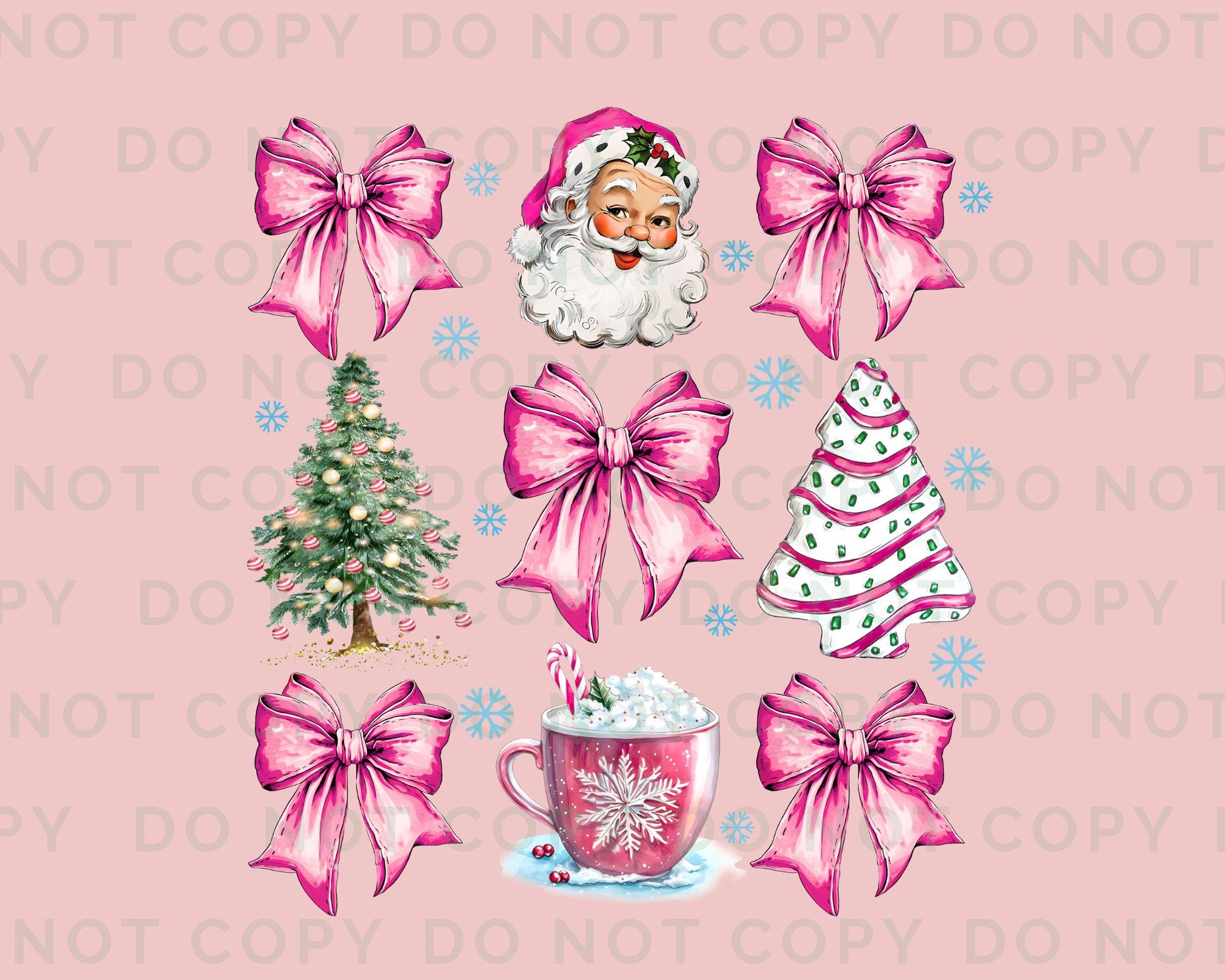 Christmas DTF Transfers, Ready to Press, T-shirt Transfer, Heat Transfer, Direct to Film, Holiday, Santa, Christmas Tree Cake Pink Coquette