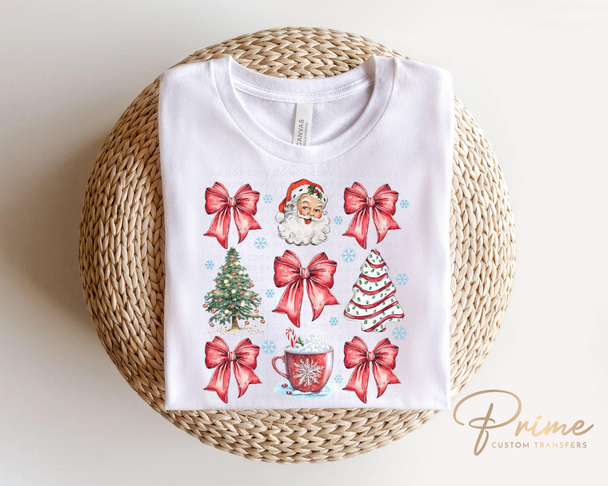 Christmas DTF Transfers, Ready to Press, T-shirt Transfer, Heat Transfer, Direct to Film, Holiday, Santa Claus, Christmas Tree Cake Coquette