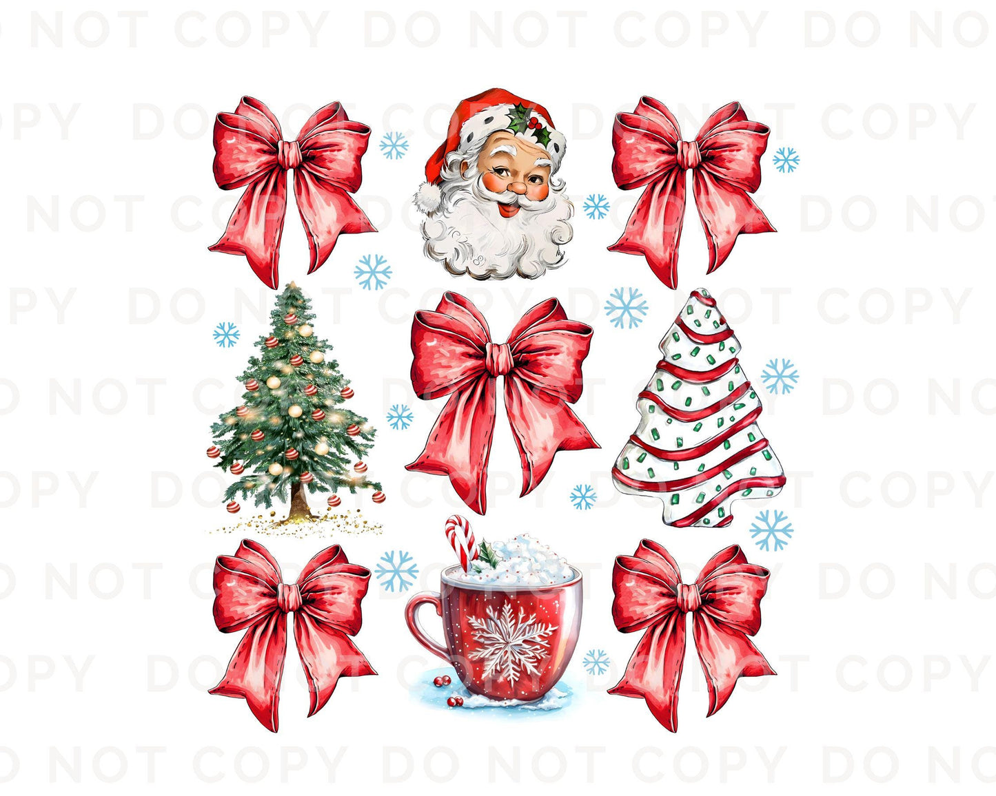 Christmas DTF Transfers, Ready to Press, T-shirt Transfer, Heat Transfer, Direct to Film, Holiday, Santa Claus, Christmas Tree Cake Coquette