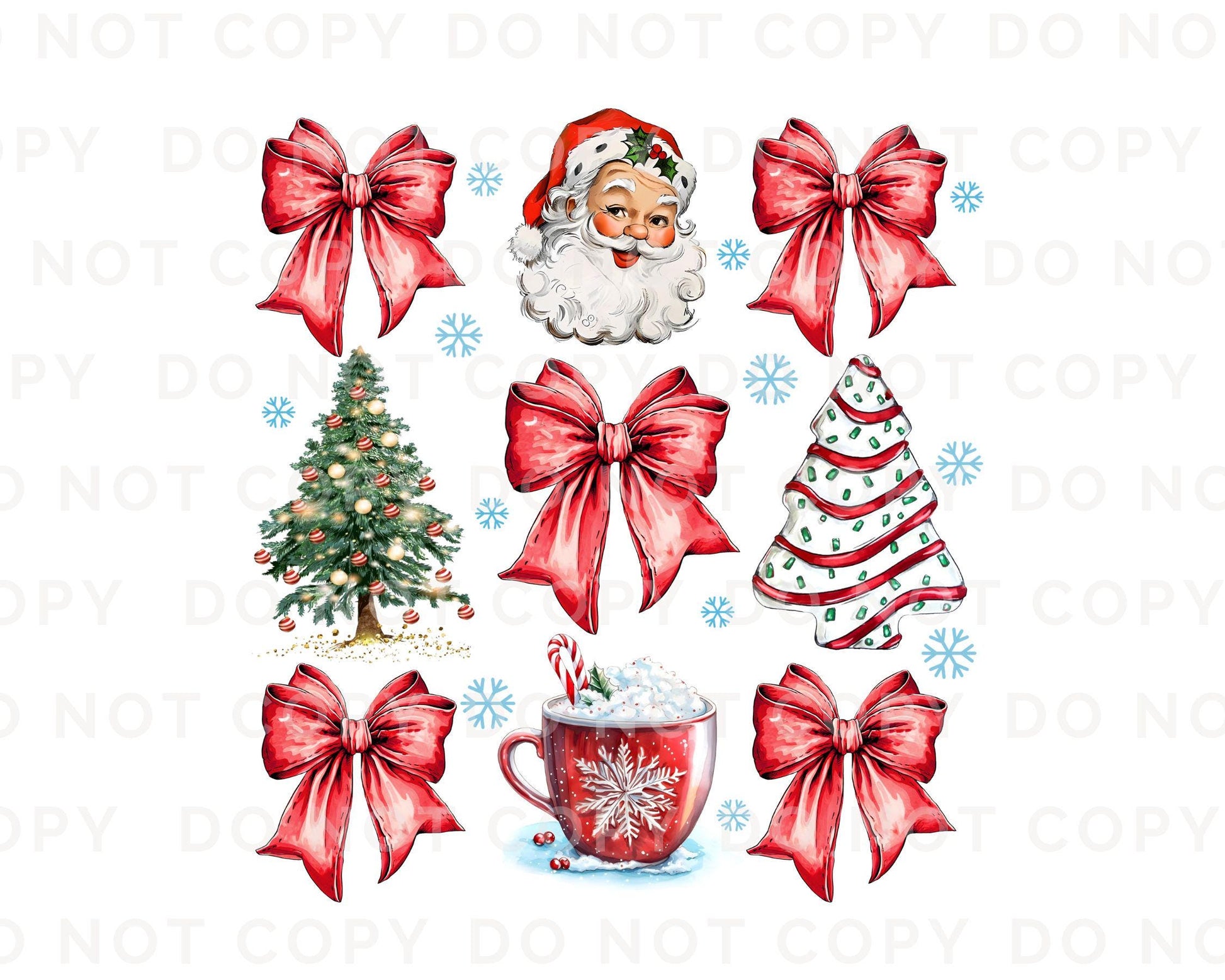 Christmas DTF Transfers, Ready to Press, T-shirt Transfer, Heat Transfer, Direct to Film, Holiday, Santa Claus, Christmas Tree Cake Coquette