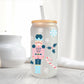 Christmas UV DTF Libbey 16oz Cup Wrap Sticker, Ready to Apply, No Heat, Permanent Adhesive, Waterproof, Glass Can, Holiday, Pink Nutcracker