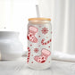 Christmas UV DTF Libbey 16oz Cup Wrap Sticker, Ready to Apply, No Heat, Permanent Adhesive, Glass Can, Holidays, Stockings and Candy Canes