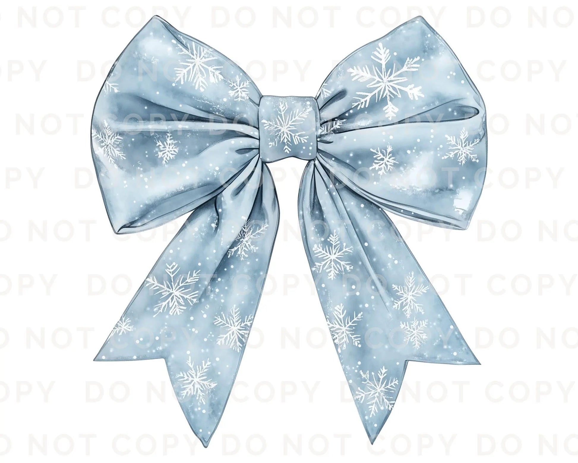 Christmas DTF Transfers, Ready to Press, T-shirt Transfer, Heat Transfer, Direct to Film, Holiday, Coquette, Snowy Blue Winter Snowflake Bow