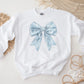 Christmas DTF Transfers, Ready to Press, T-shirt Transfer, Heat Transfer, Direct to Film, Holiday, Coquette, Snowy Blue Winter Snowflake Bow