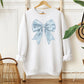 Christmas DTF Transfers, Ready to Press, T-shirt Transfer, Heat Transfer, Direct to Film, Holiday, Coquette, Snowy Blue Winter Snowflake Bow