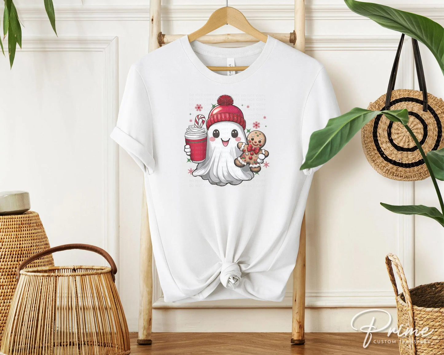 Christmas DTF Transfers, Ready to Press, T-shirt Transfers, Heat Transfer, Direct to Film, Holiday, Kid, Ice Coffee, Cute Boojee Ghost