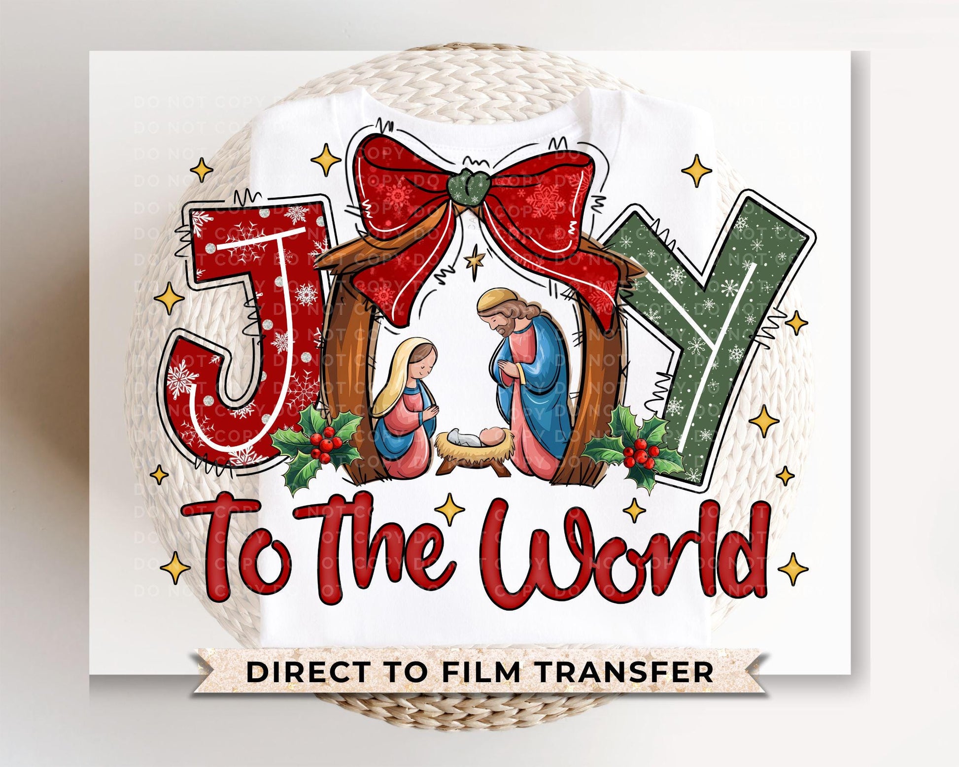 Christmas DTF Transfers, Ready to Press, T-shirt Transfers, Heat Transfer, Direct to Film, Holiday, Nativity, Baby Jesus, Manger, Christian